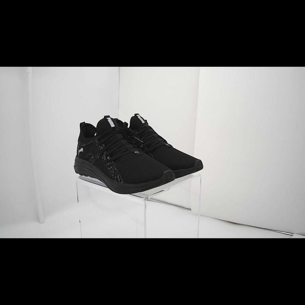 Puma Women's SOFTRIDE Sophia Sneaker, Black-Metallic Silver, 9